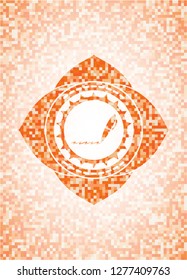 writer icon inside abstract orange mosaic emblem