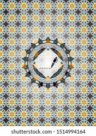writer icon inside arabesque badge. arabic decoration.