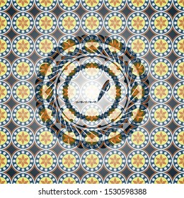 writer icon inside arabesque style badge. arabic decoration.