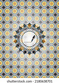 writer icon inside arabic style emblem. Arabesque decoration. 