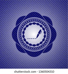 writer icon inside badge with jean texture