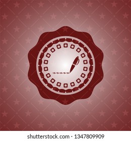 writer icon inside badge with red background