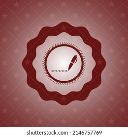 writer icon inside badge with red background. 
