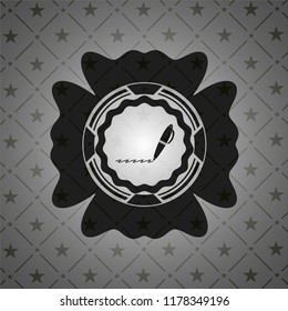 writer icon inside black emblem
