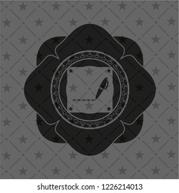 writer icon inside black emblem. Vintage.