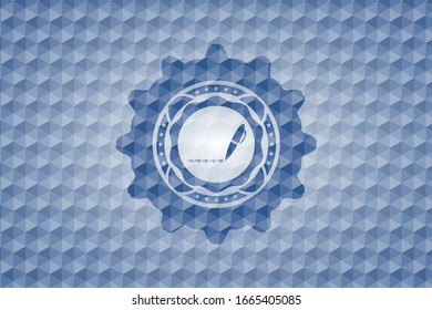 writer icon inside blue badge.