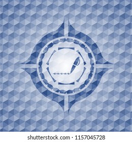 writer icon inside blue hexagon emblem.