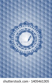 writer icon inside blue polygonal badge.