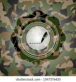 writer icon inside camouflaged emblem