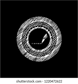 writer icon inside chalkboard emblem written on a blackboard
