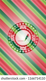 writer icon inside christmas colors style badge.