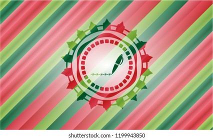 writer icon inside christmas colors style emblem.