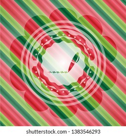 writer icon inside christmas emblem background.