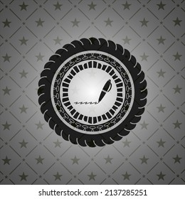 writer icon inside dark badge. 