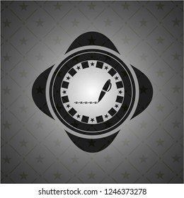 writer icon inside dark emblem