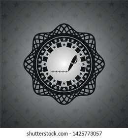 writer icon inside dark emblem
