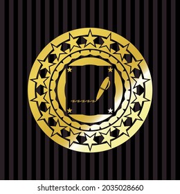 icono del escritor dentro del emblema del oro. 
