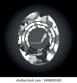 writer icon inside grey camo emblem
