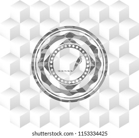 writer icon inside grey icon or emblem with geometric cube white background