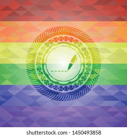 writer icon inside lgbt colors emblem 