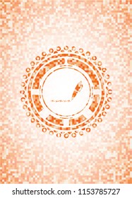 writer icon inside orange mosaic emblem