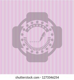 writer icon inside pink emblem. Retro