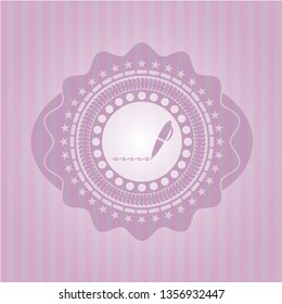 writer icon inside pink emblem. Vintage.
