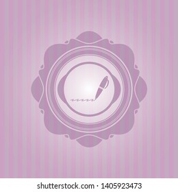 writer icon inside pink icon or emblem