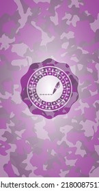 writer icon inside pink and purple camo texture. 