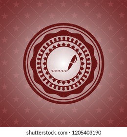 writer icon inside realistic red emblem