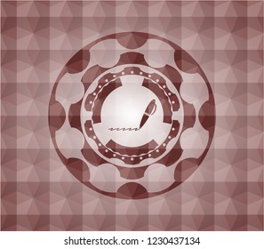 writer icon inside red emblem or badge with abstract geometric polygonal pattern background. Seamless.