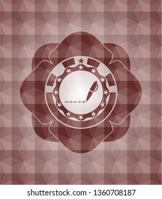 writer icon inside red emblem or badge with geometric pattern background. Seamless.