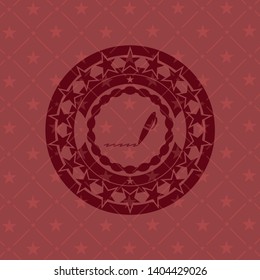 writer icon inside red emblem. Retro