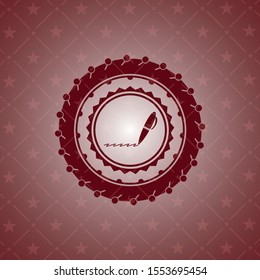 writer icon inside red emblem