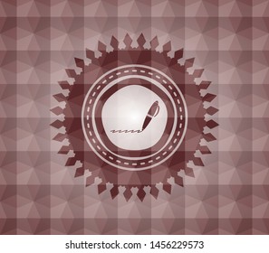 writer icon inside red geometric badge. Seamless.