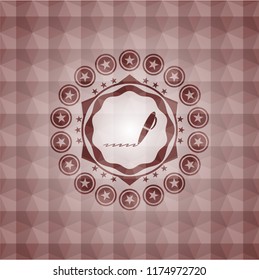 writer icon inside red polygonal badge. Seamless.