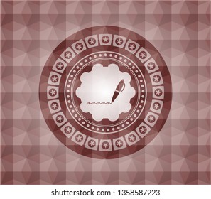 writer icon inside red seamless geometric badge.