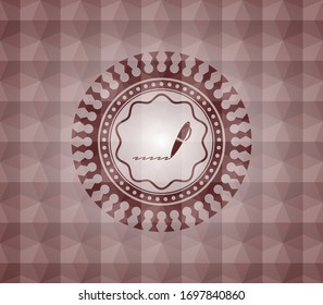 writer icon inside red seamless polygonal badge.