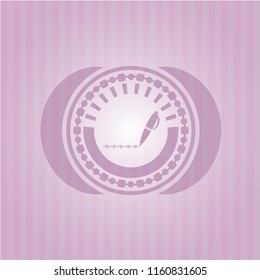 writer icon inside retro pink emblem