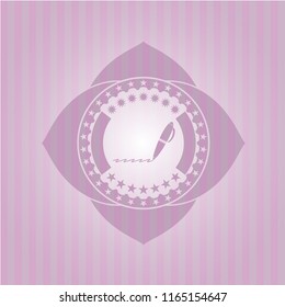writer icon inside retro pink emblem