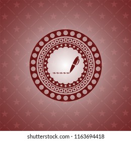 writer icon inside retro red emblem