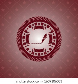 writer icon inside retro style red emblem