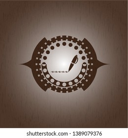 writer icon inside retro wood emblem