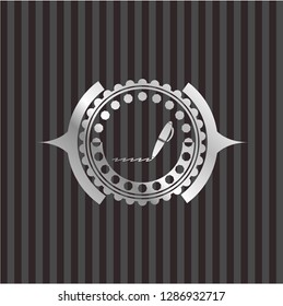 writer icon inside silver badge