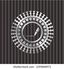 writer icon inside silver shiny emblem