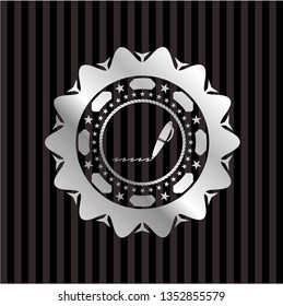 writer icon inside silver shiny badge
