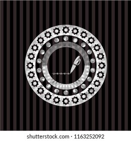 writer icon inside silvery emblem
