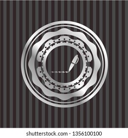writer icon inside silvery shiny emblem