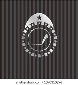writer icon inside silvery shiny emblem
