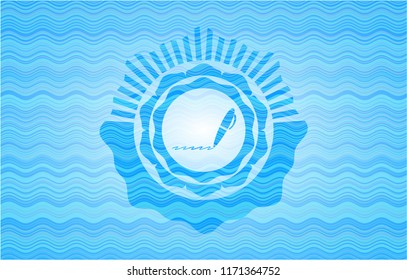 writer icon inside water concept style emblem.